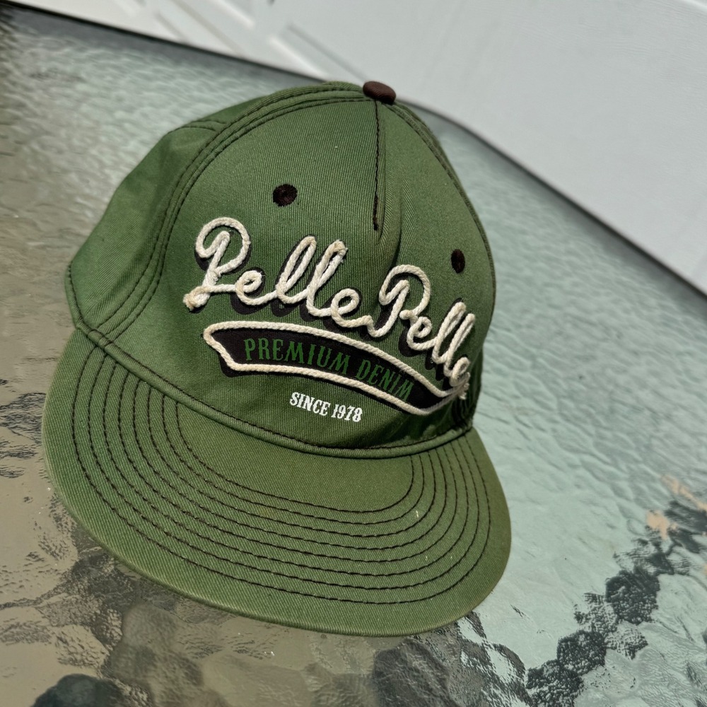 Pelle Pelle Snapback Hat Mens OSFA Green Good Vintage 3D Rope Embroidery Cap